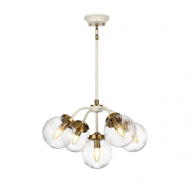 Cosmos Cluster Pendant in Light Cream and Aged Brass
