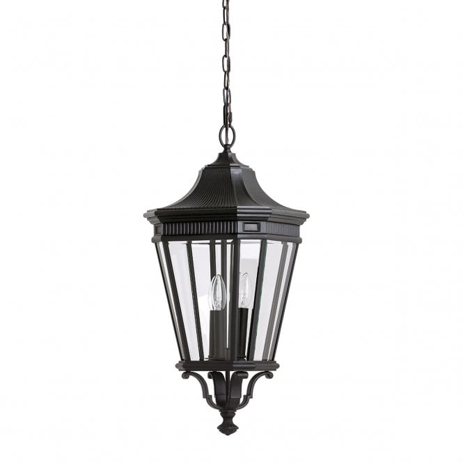 COTSWOLD LANE traditional black chain outdoor hanging lantern (large)