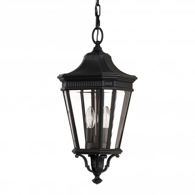 COTSWOLD LANE traditional black chain outdoor hanging lantern (medium)