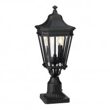 medium outdoor traditional pedestal light in black - IP44