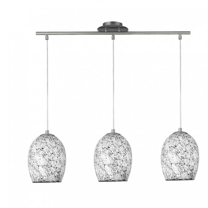 CRACKLE 3 light white mosaic ceiling bar pendant