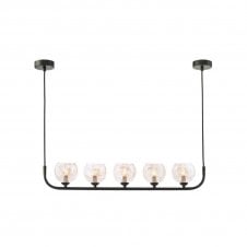 CRADLE 5 Light Bar Pendant in Black with GL16 Champagne Organic Glass Shade