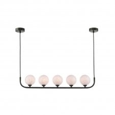 CRADLE 5 Light Bar Pendant in Black with GL17 White Confetti Glass Shade