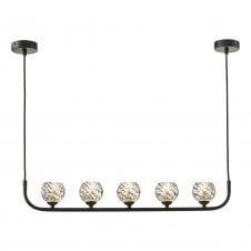 CRADLE 5 Light Bar Pendant in Black with Twisted Glass Shades