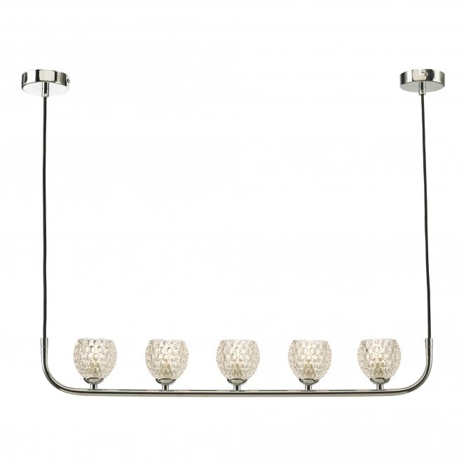 CRADLE 5 Light Bar Pendant in Chrome with Dimpled Glass Shades
