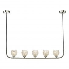 CRADLE 5 Light Bar Pendant in Chrome with Dimpled Glass Shades