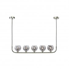 CRADLE 5 Light Bar Pendant in Chrome with GL15 Smoked Organic Glass Shade