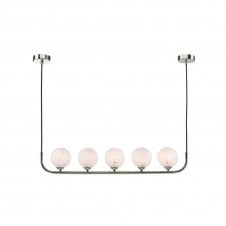 CRADLE 5 Light Bar Pendant in Chrome with GL17 White Confetti Glass Shade