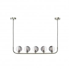 CRADLE 5 Light Bar Pendant in Chrome with GL18 Smoked & Clear Ribbed Glass