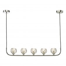 CRADLE 5 Light Bar Pendant in Chrome with Twisted Glass Shades