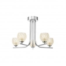 CRADLE 5 Light Semi Flush Fixture in Chrome with GL6 Dimpled Glass Shade