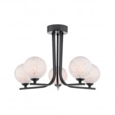 CRADLE 5 Light Semi Flush in Black with GL17 White Confetti Glass Shade