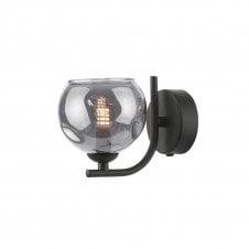 CRADLE Matt Black Wall Light with GL15 Smoked Organic Glass Shade