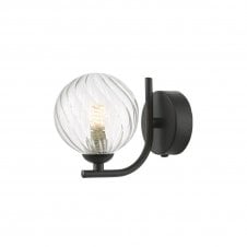 CRADLE Matt Black Wall Light with GL3 Twisted Glass Globe Shade