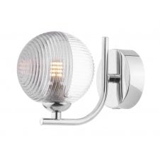 Wall Light Chrome With GL18 Smoked & Clear Ribbed Glass