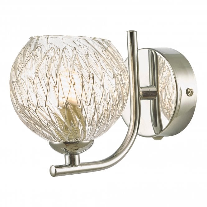 CRADLE Wall Light in Chrome with Clear Glass Globe Shade with Inner Wire
