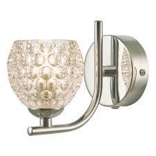 Switched chrome wall light with Dimpled glass shade