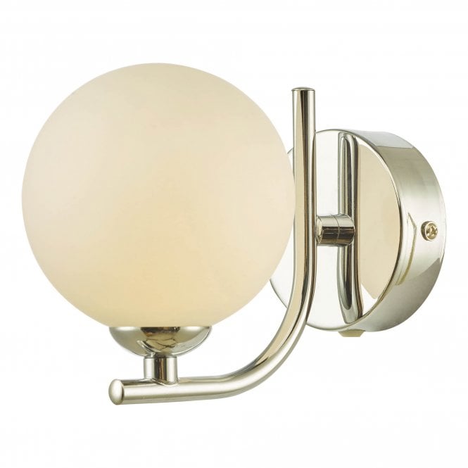 CRADLE Wall Light in Chrome with Opal Glass Globe Shade