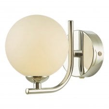 Switched chrome wall light with Opal  glass shade