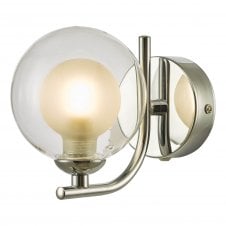 Switched chrome wall light with Opal glass shade
