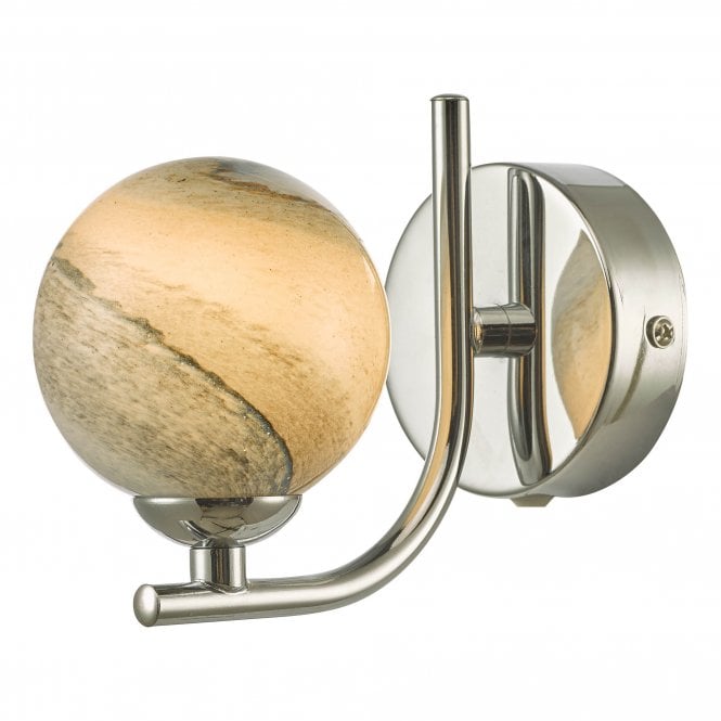 CRADLE Wall Light in Chrome with Planet Art Glass Globe Shade