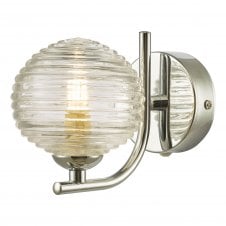 CRADLE Wall Light in Chrome with Ribbed Glass Globe Shade