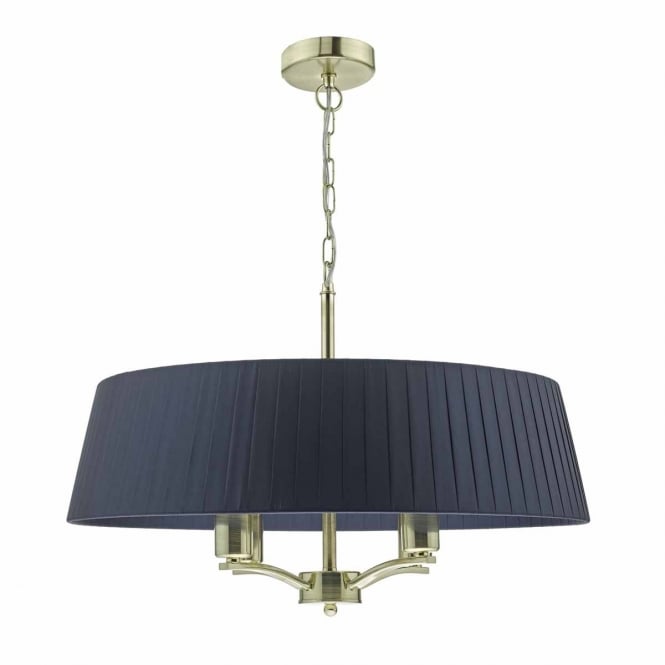 CRISTEN 4 light pendant in satin brass with surround shade