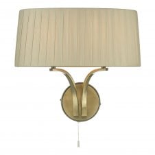 CRISTIN 2 Light Wall Light Antique Brass With Taupe Shade