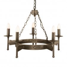 Medieval Wrought Iron 5 Light Chandelier