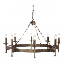 Large Wrought Iron Chandelier, Medieval Style