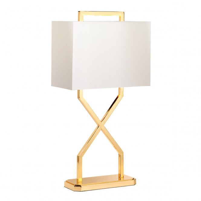 CROSS Table Lamp | Polished Gold & Ivory Shade