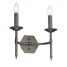 CROWN 2 light metalwork wall light in iron gate finish