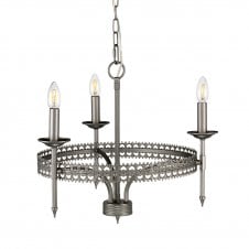 CROWN 3 light medieval style chandelier in iron gate finish
