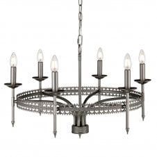CROWN 6 light medieval style chandelier in iron gate finish