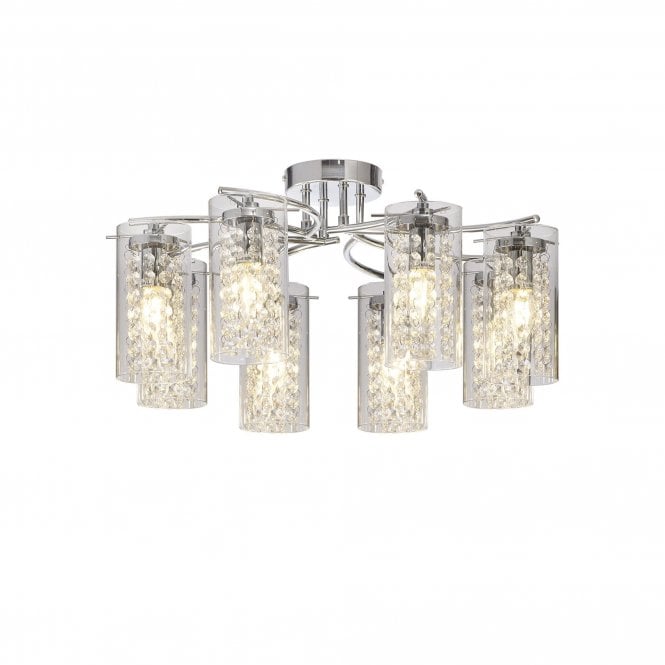 CRYSTALDEW Semi Flush Light | Polished Chrome and Crystal and Glass