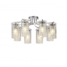 CRYSTALDEW Semi Flush Light | Polished Chrome and Crystal and Glass