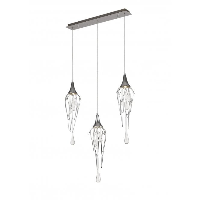 CRYZMELT 3 Light Ceiling Pendant Bar Polished Chrome