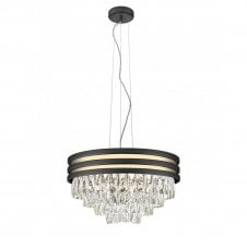 CUBA 5 Light Ceiling Pendant in Gold and Matt Black with Crystal
