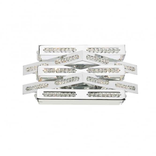 CUBE wall light in polished chrome with crystal glass decoration