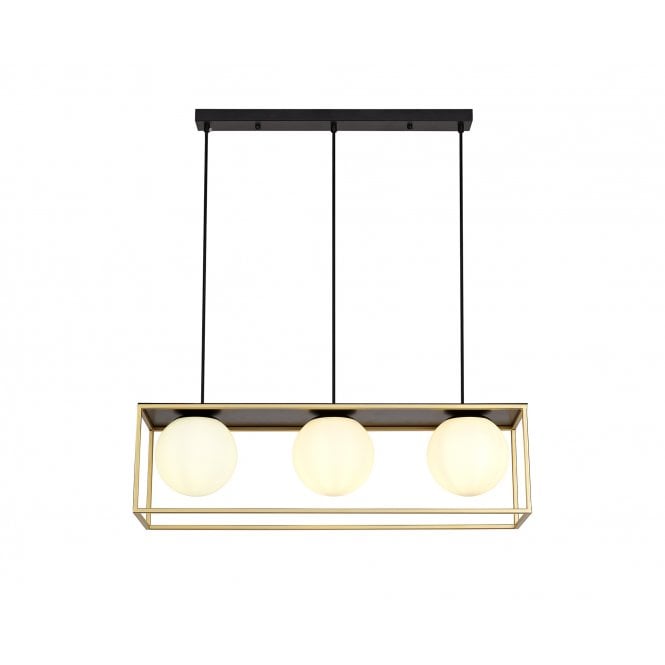 CUBEDECO 3 Light Adjustable E14 Ceiling Pendant Matt Black/Painted Gold