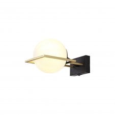 CUBEDECO Modern Deco Wall Light Matt Black/Polished Gold Opal Glass Globe