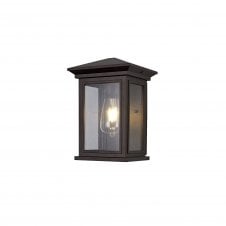 CURA Exterior Vintage Style Flush Wall Light IP54 Antique Bronze Finish with Seeded Glass