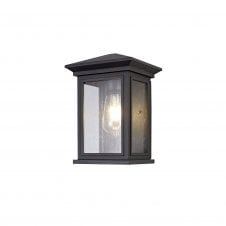 Exterior Vintage Style Flush Wall Light IP54 Dark Grey Finish with Seeded Glass