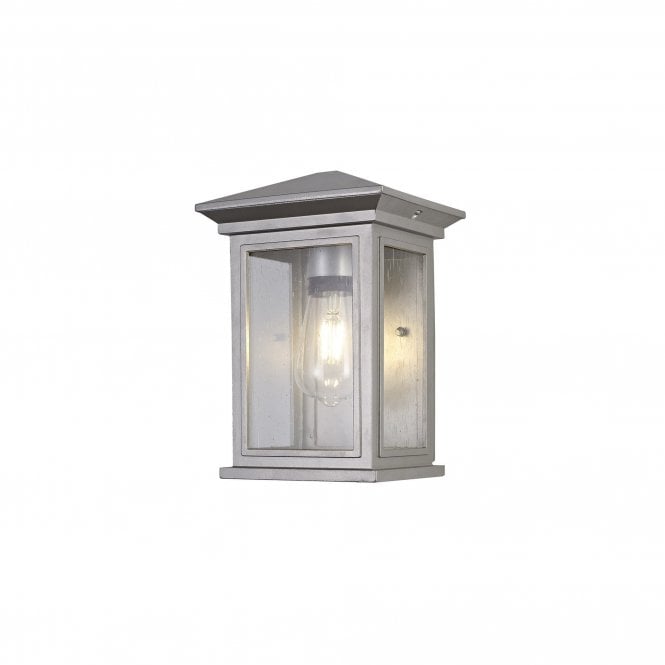 CURA Exterior Vintage Style Flush Wall Light IP54 Silver Grey Clear Finish with Seeded Glass