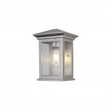 CURA Exterior Vintage Style Flush Wall Light IP54 Silver Grey Clear Finish with Seeded Glass