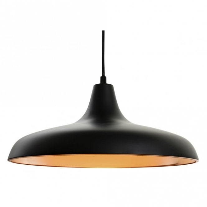 CURTIS modern ceiling pendant in matte black with copper inner