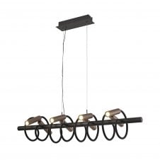 CUSTOM 8 Light LED Ceiling Pendant Bar with Adjustable Arms Black Copper with 3 year warranty