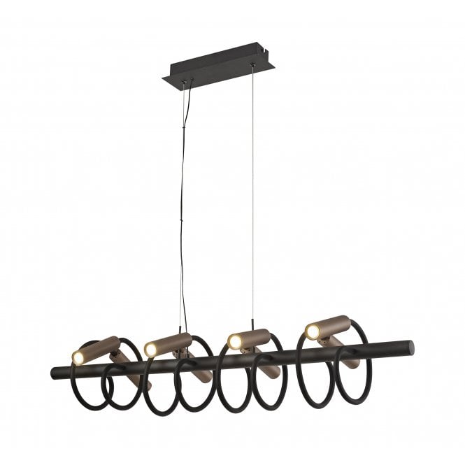 CUSTOM 8 Light LED Ceiling Pendant Bar with Adjustable Arms Black Copper with 3 year warranty