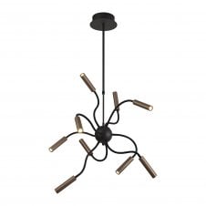 CUSTOM 9 Light Adjustable Arms Ceiling Pendant 9 x 4W LED Dimmable 3000K 2250lm Black/Satin Copper with 3 year warranty