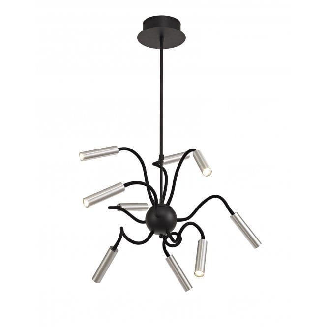 CUSTOM 9 Light LED Ceiling Pendant with Adjustable Arms Dimmable Black/Aluminium with 3 year warranty
